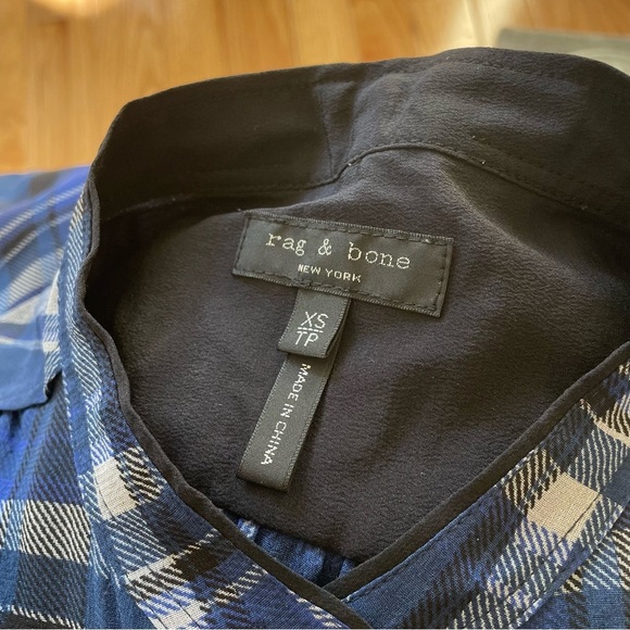 Rag & Bone Sheer Stretch Silk Long Sleeve Plaid Button Up Shirt EUC Size XS - Picture 7 of 10